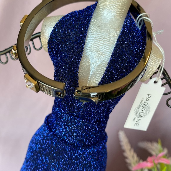 NWT BAUBLE HIGH POLISHED HEMATITE GOLD ACCENT DESIGNER INSPIRED PAVED CZ - Picture 15 of 16